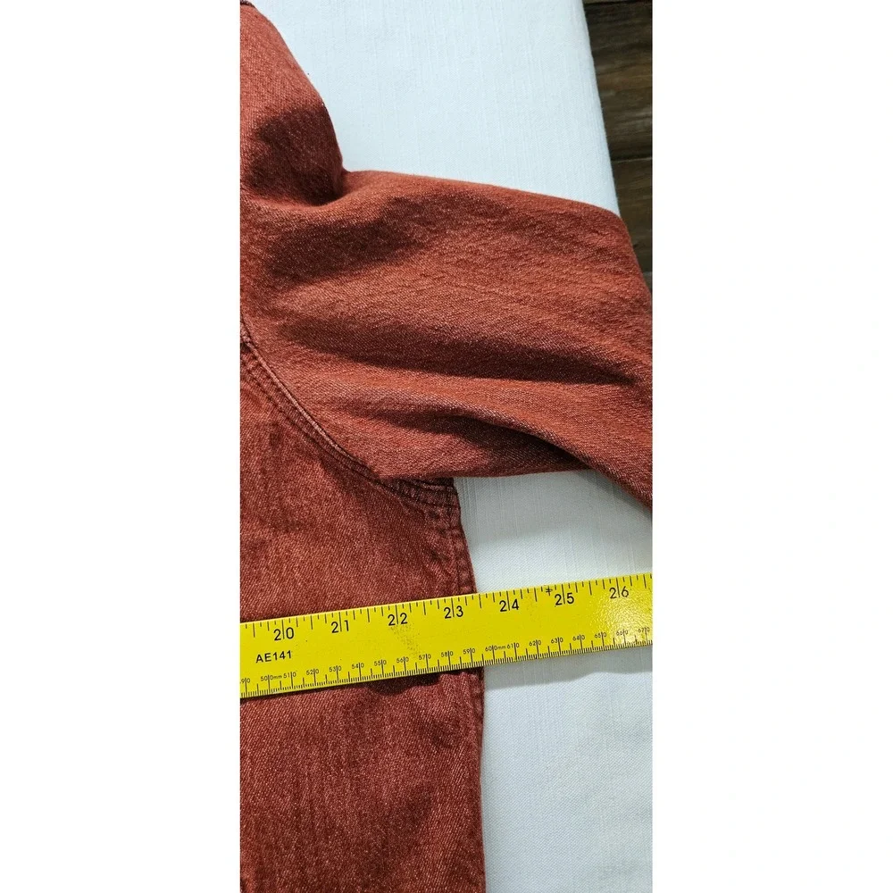 Levis Trucker Jacket Mens XL Burnt Orange Rust Denim Button Front Coat XL
